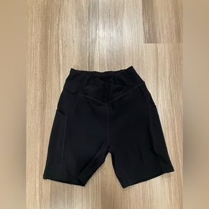 Black Ribbed Biker Shorts